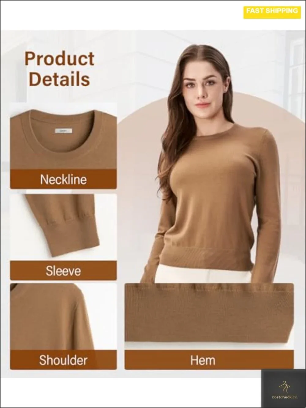 Women's Long Sleeve Crewneck Lightweight Casual Pullover Sweater